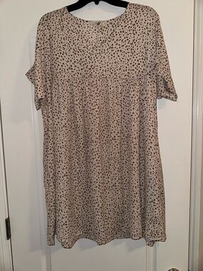 Old Navy Beige Midi Dress with Brown Spot Print